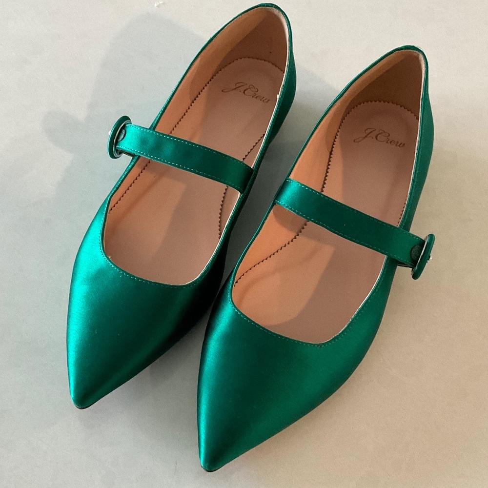 J. CREW Jade Mary Jane Satin W/ Buckle Pointed Toe Flats Size 9 - Picture 12 of 12